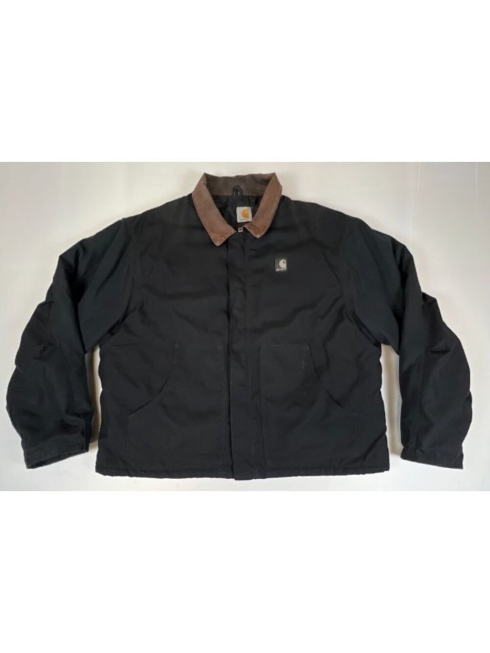 VTG Carhartt XL Detroit J132 Canvas Jacket Quilt Lined Black Corduroy Collar